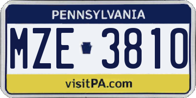 PA license plate MZE3810