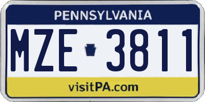 PA license plate MZE3811
