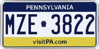 PA license plate MZE3822