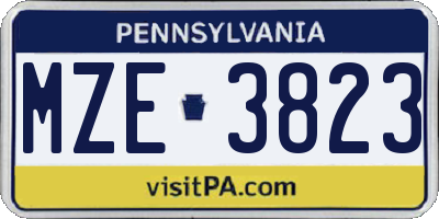 PA license plate MZE3823