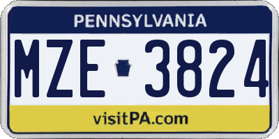 PA license plate MZE3824