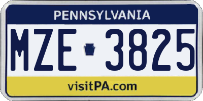 PA license plate MZE3825