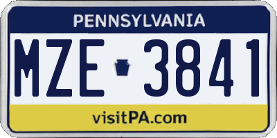 PA license plate MZE3841