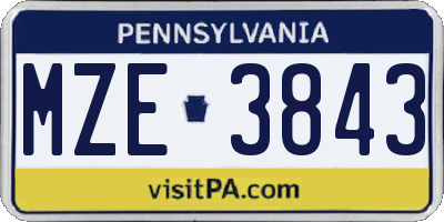 PA license plate MZE3843