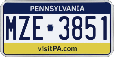 PA license plate MZE3851