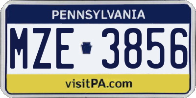 PA license plate MZE3856