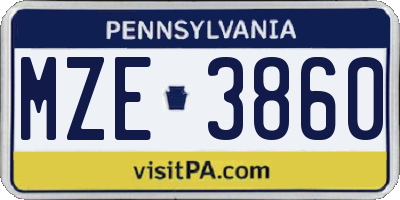PA license plate MZE3860