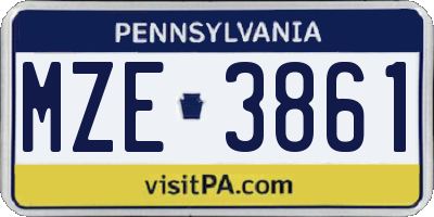 PA license plate MZE3861