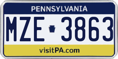 PA license plate MZE3863