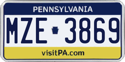 PA license plate MZE3869