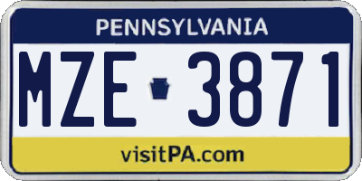 PA license plate MZE3871