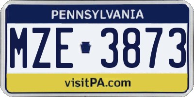 PA license plate MZE3873