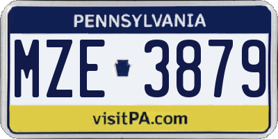 PA license plate MZE3879