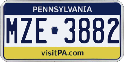 PA license plate MZE3882