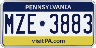 PA license plate MZE3883