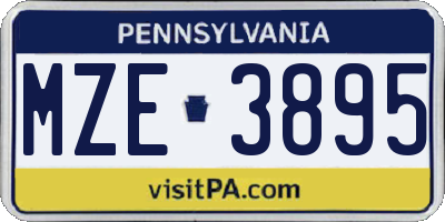 PA license plate MZE3895