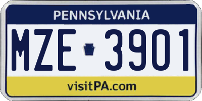PA license plate MZE3901