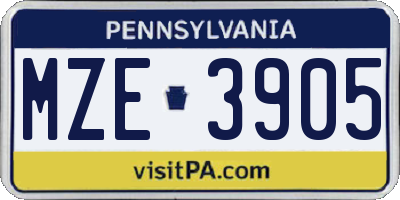 PA license plate MZE3905
