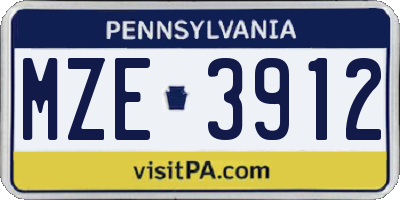PA license plate MZE3912