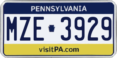 PA license plate MZE3929