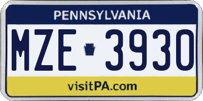 PA license plate MZE3930