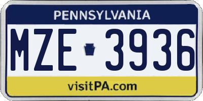 PA license plate MZE3936