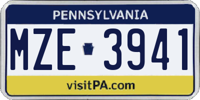 PA license plate MZE3941