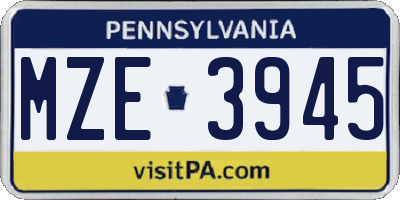 PA license plate MZE3945