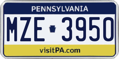 PA license plate MZE3950