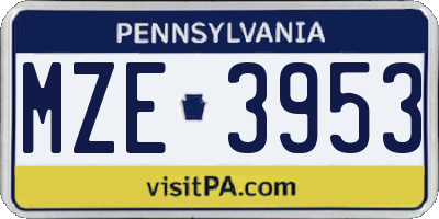 PA license plate MZE3953