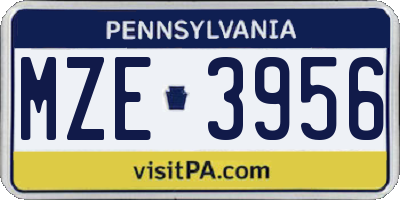 PA license plate MZE3956