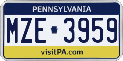PA license plate MZE3959