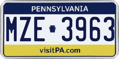PA license plate MZE3963