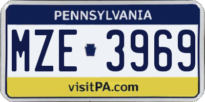 PA license plate MZE3969