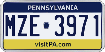 PA license plate MZE3971