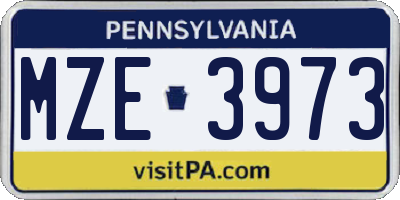 PA license plate MZE3973