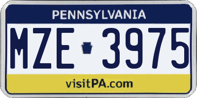 PA license plate MZE3975