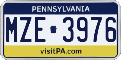PA license plate MZE3976
