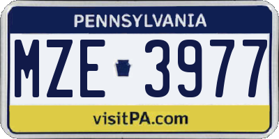 PA license plate MZE3977