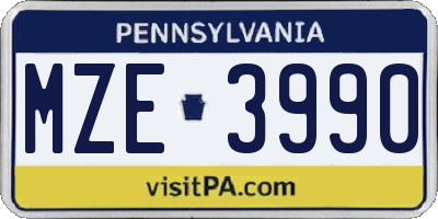 PA license plate MZE3990