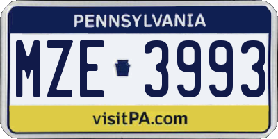 PA license plate MZE3993