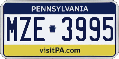 PA license plate MZE3995