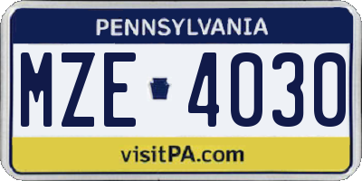 PA license plate MZE4030