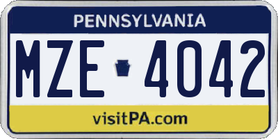 PA license plate MZE4042
