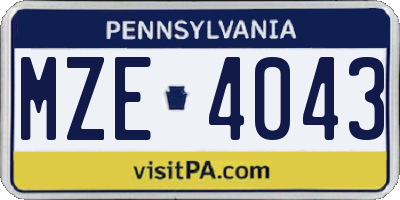 PA license plate MZE4043