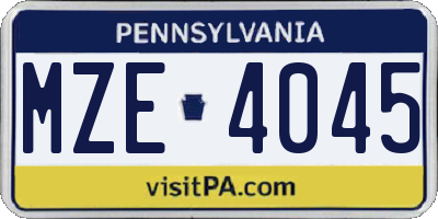 PA license plate MZE4045