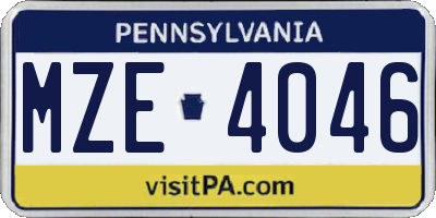 PA license plate MZE4046