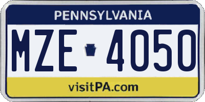 PA license plate MZE4050