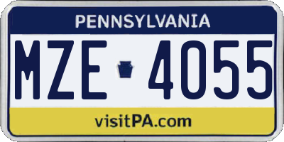 PA license plate MZE4055