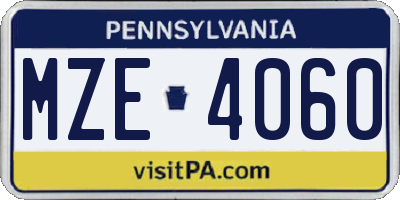 PA license plate MZE4060